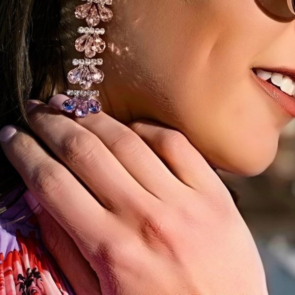 Express Pink Ombré Drop Gem Stone Earrings - Picture 5 of 5